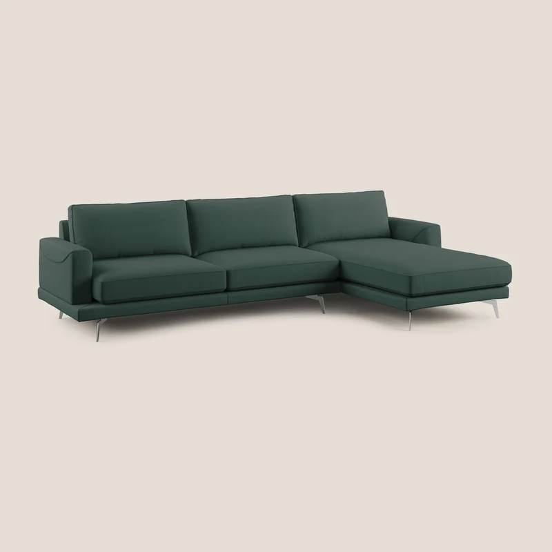 Dorian canapé d'angle moderne en tissu doux anti-tache T05 vert
