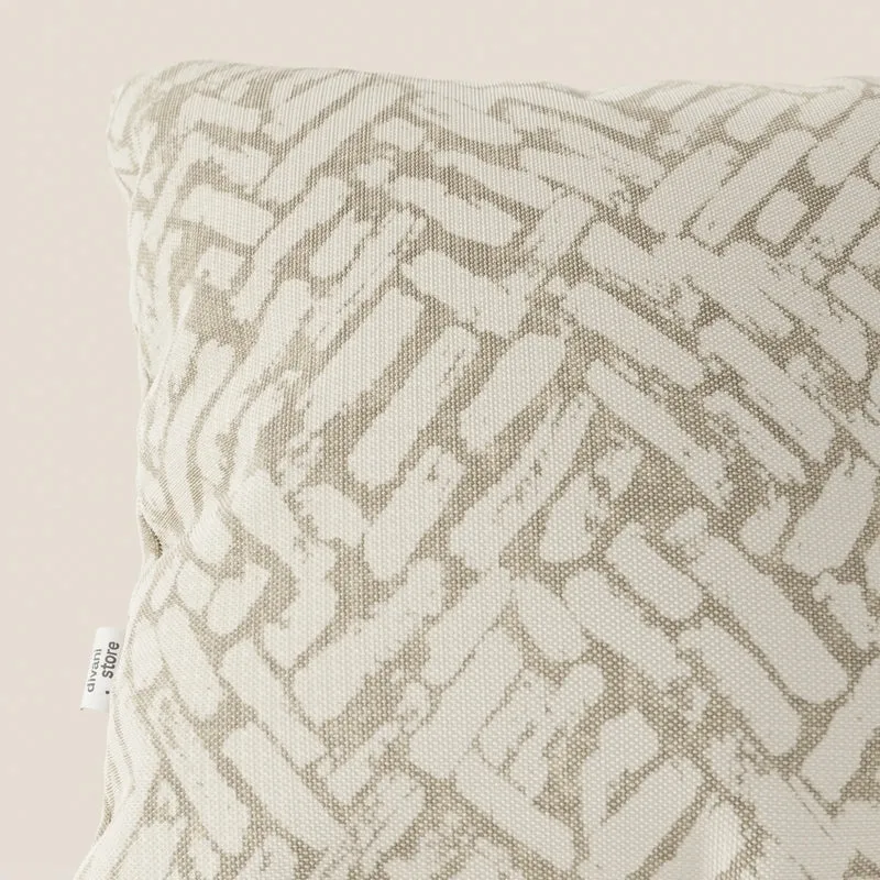 Brick coussins géométriques en tissu hydrofuge beige