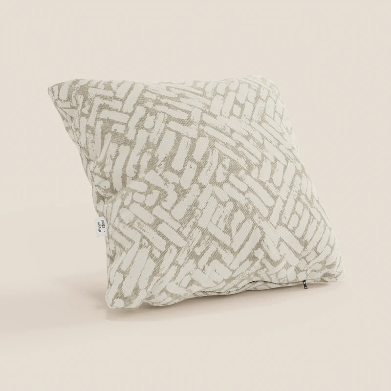 Brick coussins géométriques en tissu hydrofuge beige
