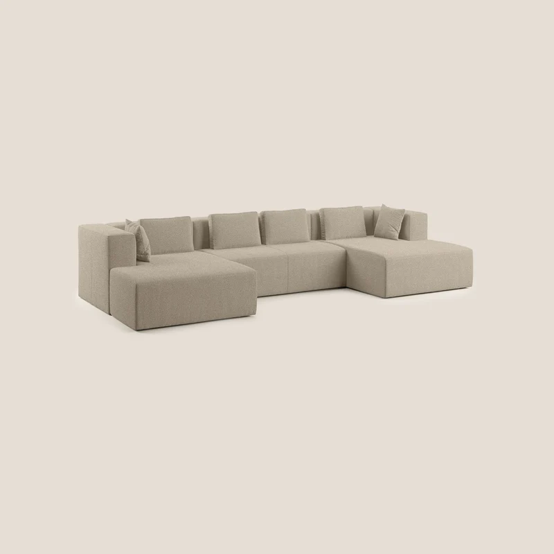 Nettuno canapé panoramique en bouclette douce T07 beige