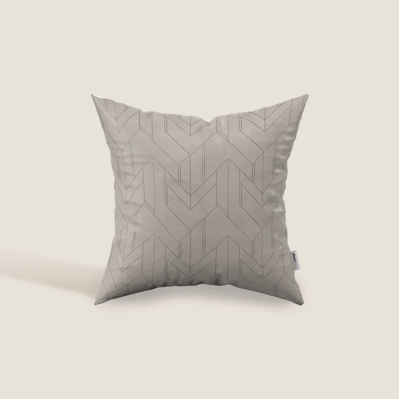 Geometrica coussins à fantaisie géométrique en velours imperméable Taupe tortora