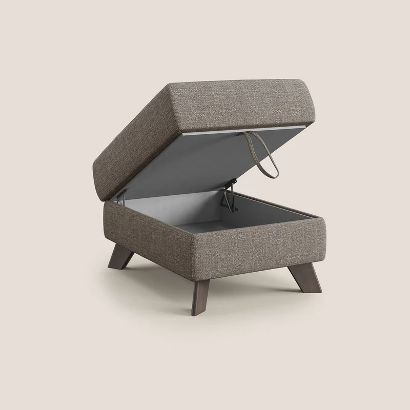 Moon Pouf coffre aux pieds hauts en tissu doux entrelacé soft-touch imperméable T06 marron