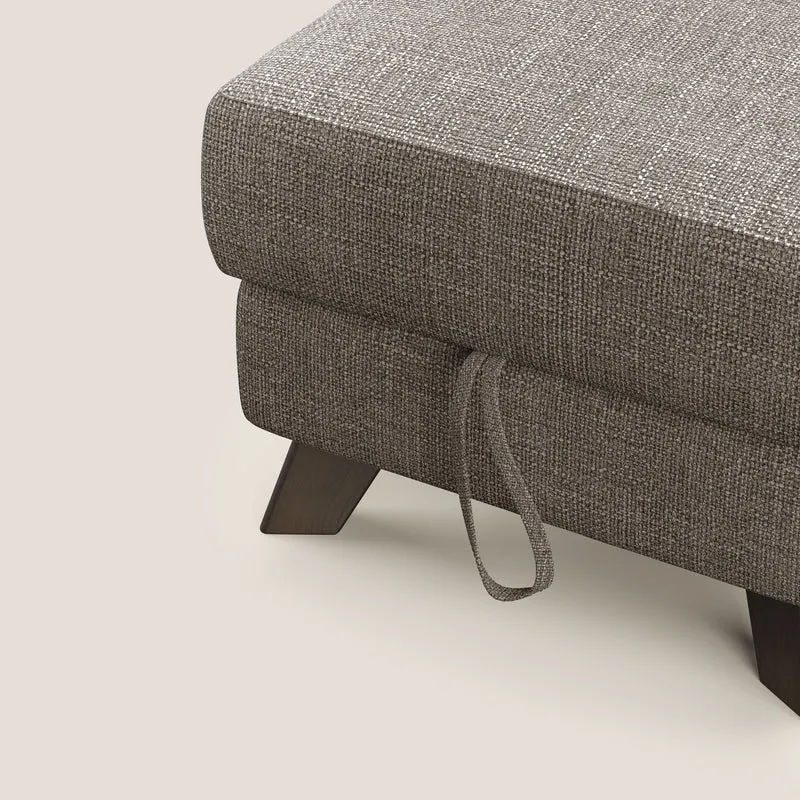 Moon Pouf coffre aux pieds hauts en tissu doux entrelacé soft-touch imperméable T06 marron