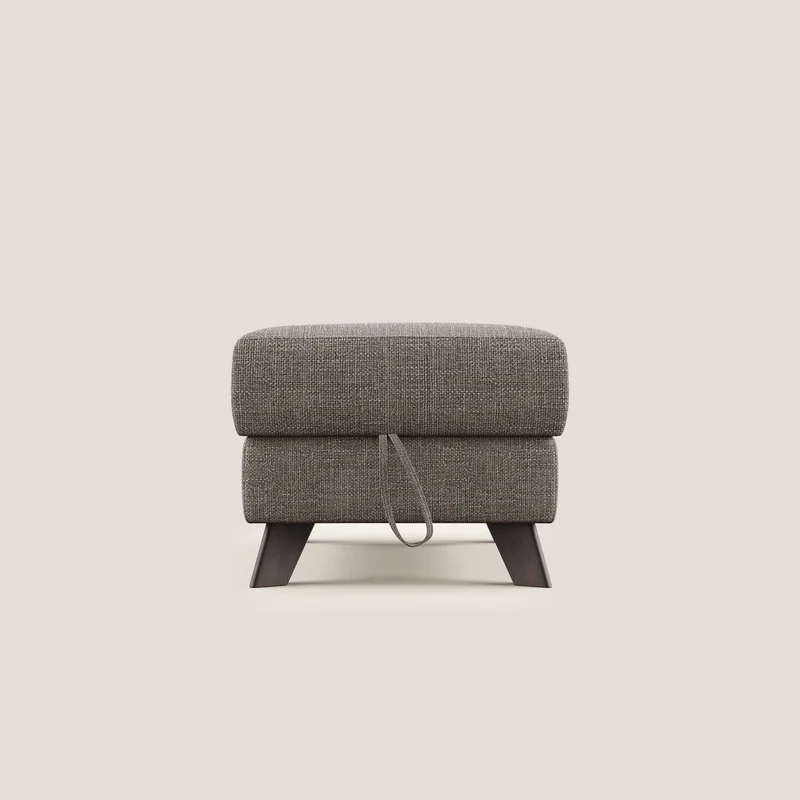 Moon Pouf coffre aux pieds hauts en tissu doux entrelacé soft-touch imperméable T06 marron