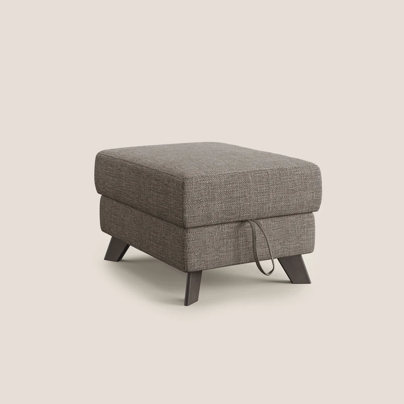 Moon Pouf coffre aux pieds hauts en tissu doux entrelacé soft-touch imperméable T06 marron