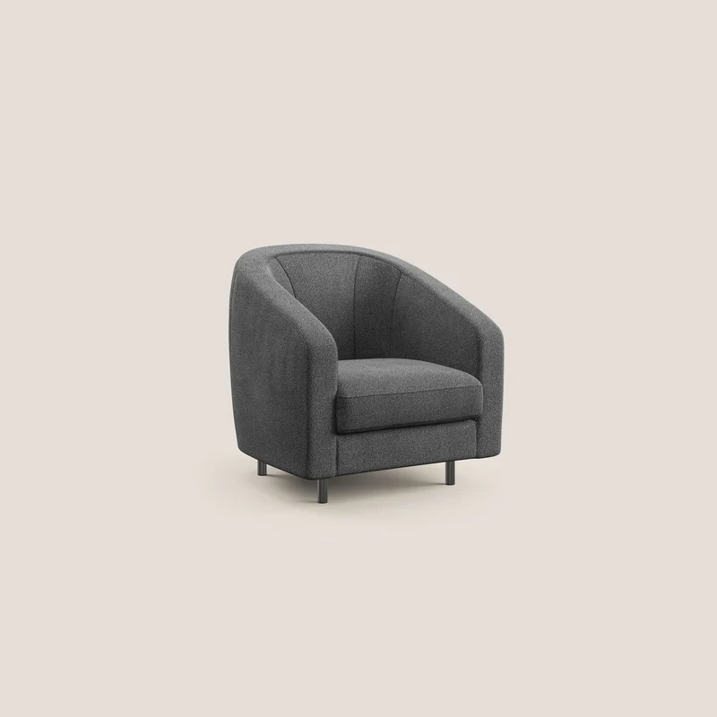 Pandora Fauteuil en tissu bouclé doux et imperméable T07 anthracite