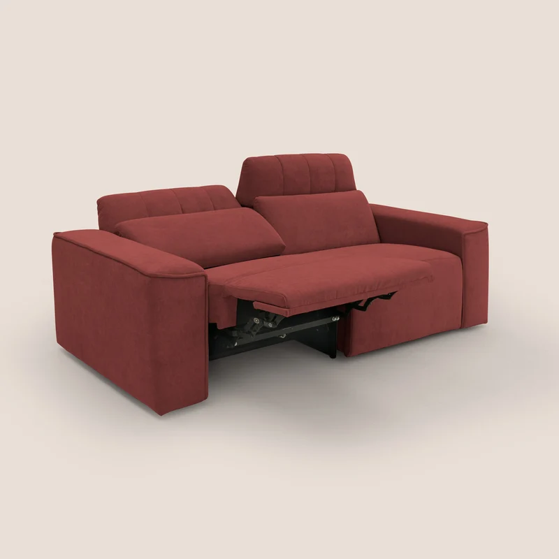 Clark Canapé modulable avec option relax électrique en tissu imperméable et détachable T17 rouge