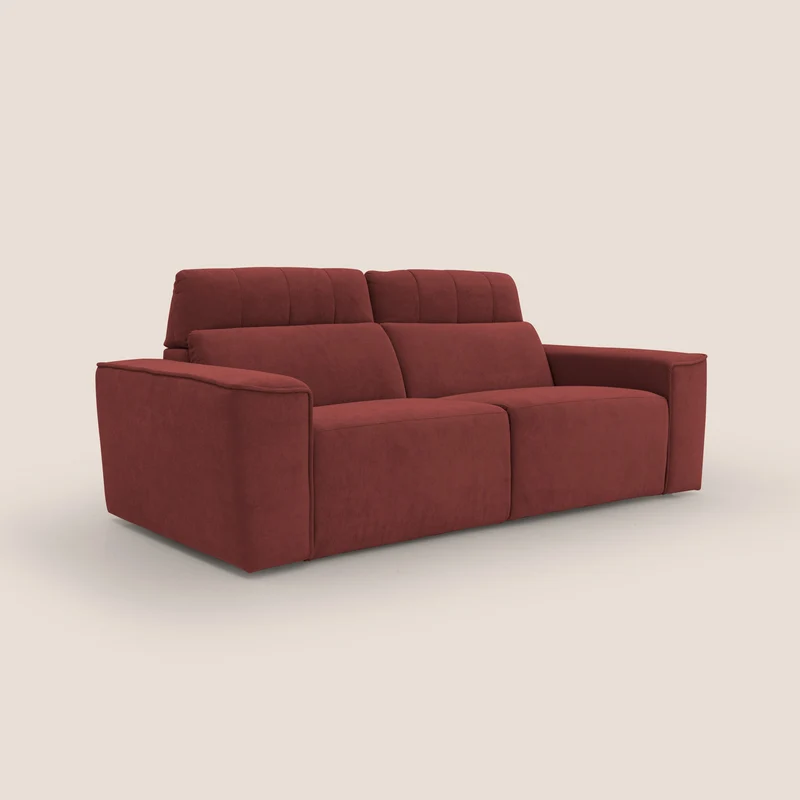 Clark Canapé modulable avec option relax électrique en tissu imperméable et détachable T17 rouge