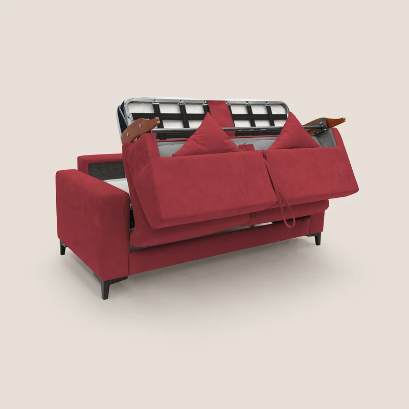 Kafka canapé lit convertible en tissu doux imperméable T02 rouge