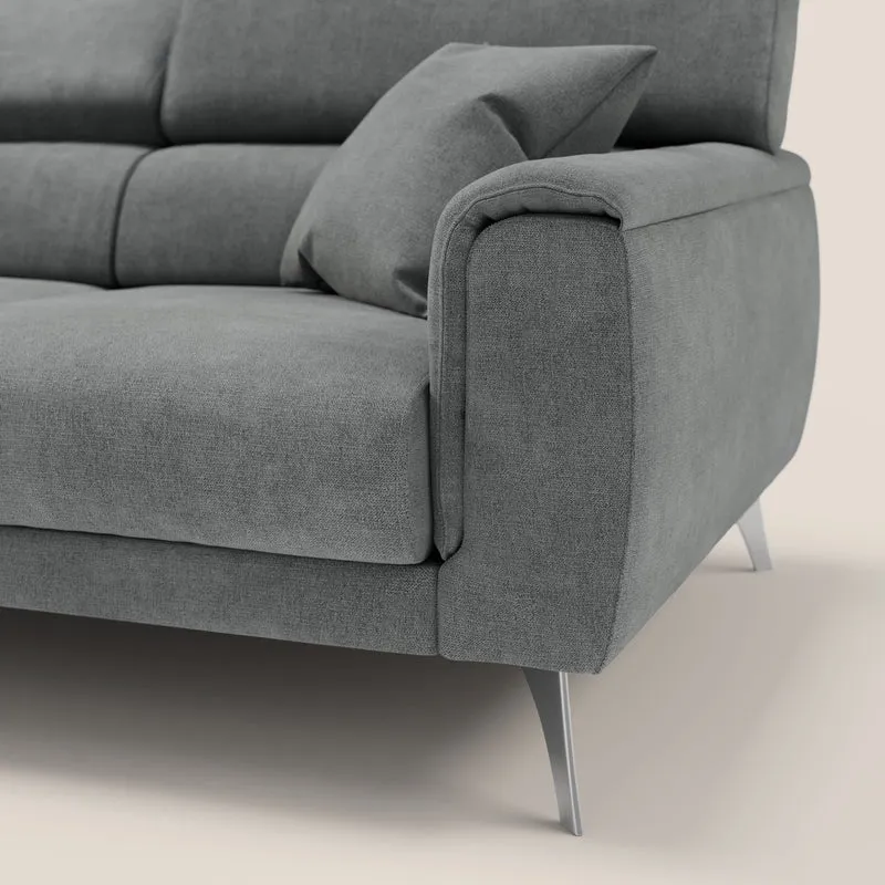 Caravaggio canapé 3 assises extensibles et têtières réglables en tissu imperméable T02 gris