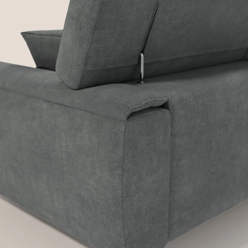 Caravaggio canapé 3 assises extensibles et têtières réglables en tissu imperméable T02 gris