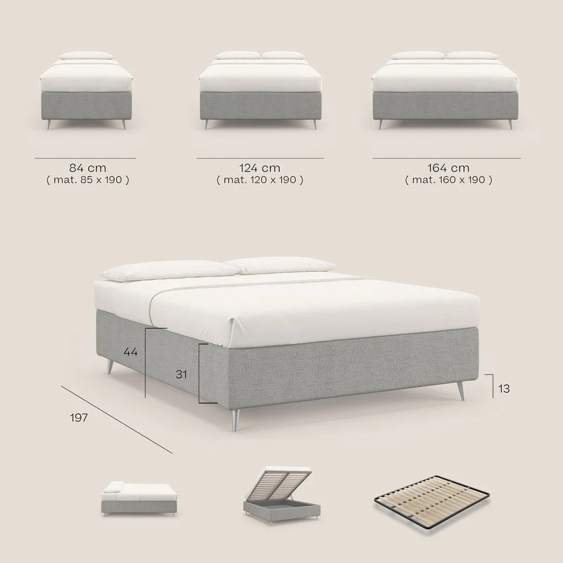 Febe sommier compact avec coffre de grande capacité en tissu imperméable T03 anthracite