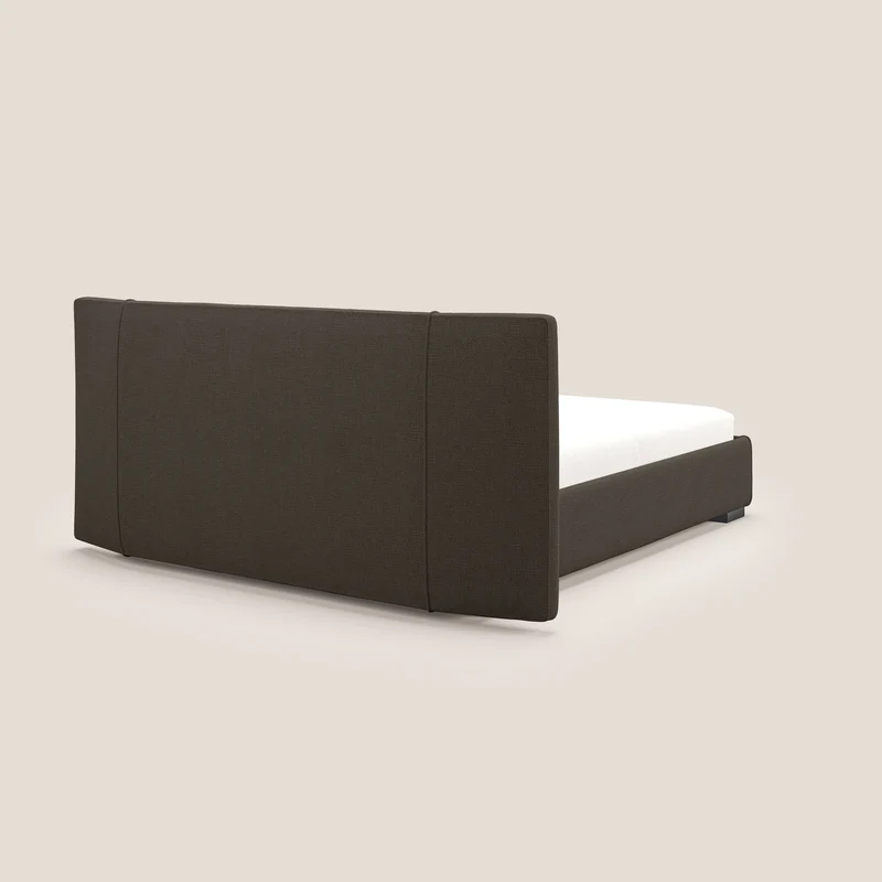 Omero lit avec coffre rembourré déhoussable en tissu flammé imperméable T14 marron