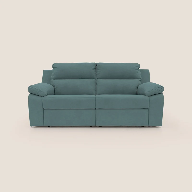Romeo Canapé avec relax électrique en tissu doux imperméable T02 bleu canard