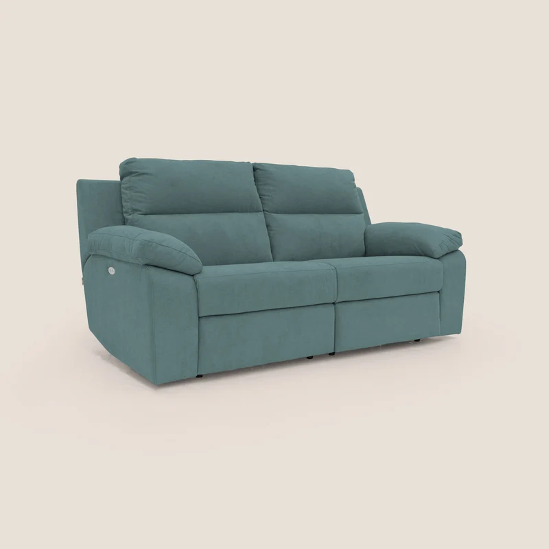 Romeo Canapé avec relax électrique en tissu doux imperméable T02 bleu canard