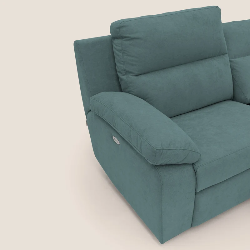 Romeo Canapé avec relax électrique en tissu doux imperméable T02 bleu canard