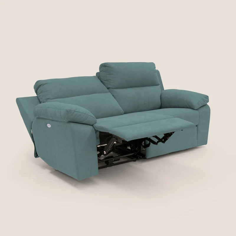Romeo Canapé avec relax électrique en tissu doux imperméable T02 bleu canard