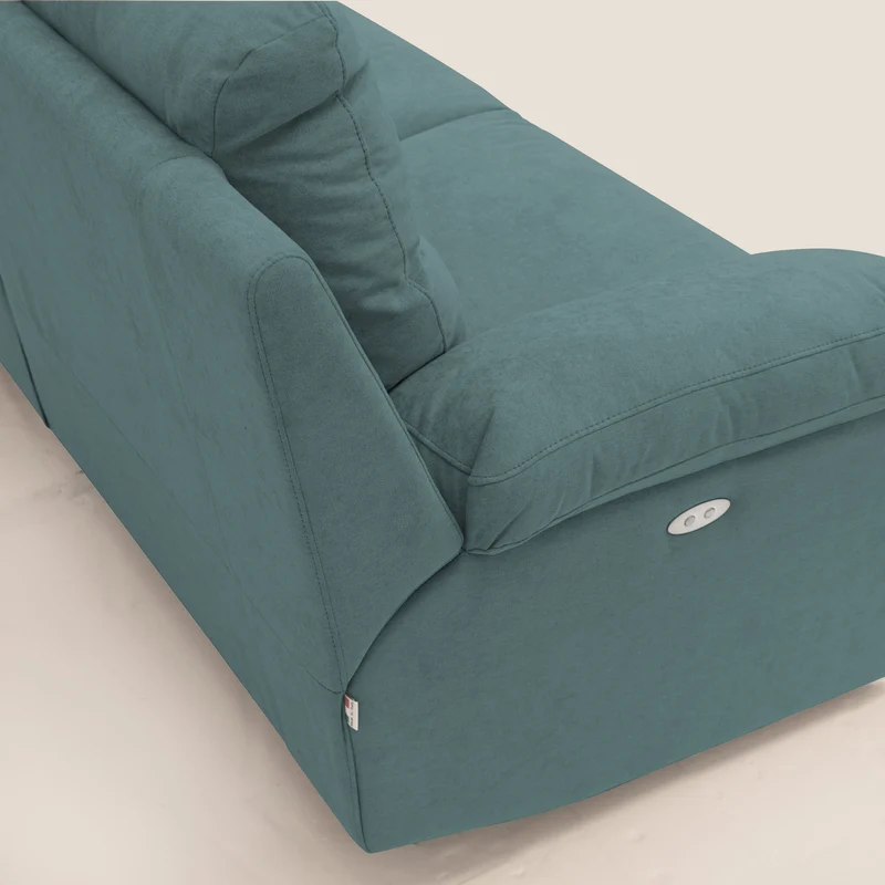 Romeo Canapé avec relax électrique en tissu doux imperméable T02 bleu canard
