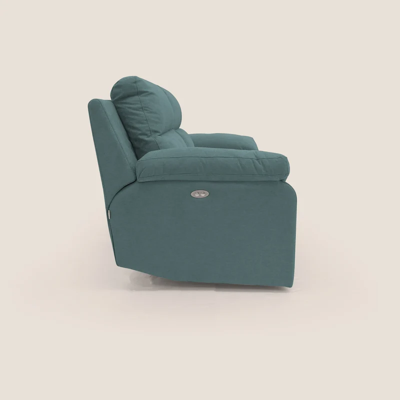 Romeo Canapé avec relax électrique en tissu doux imperméable T02 bleu canard