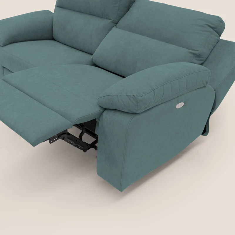 Romeo Canapé avec relax électrique en tissu doux imperméable T02 bleu canard