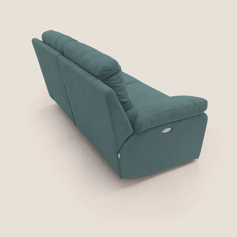 Romeo Canapé avec relax électrique en tissu doux imperméable T02 bleu canard