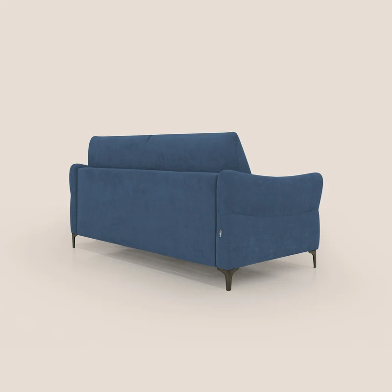 Dalia canapé convertible avec matelas H 18cm et pieds hauts en tissu détachable raffiné T17 bleu