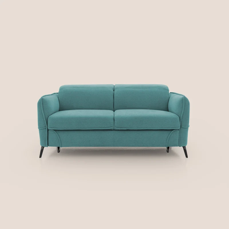 Bloom canapé avec repose-pieds extractible pieds hauts et têtières réglables en bouclette imperméable T07 bleu ciel