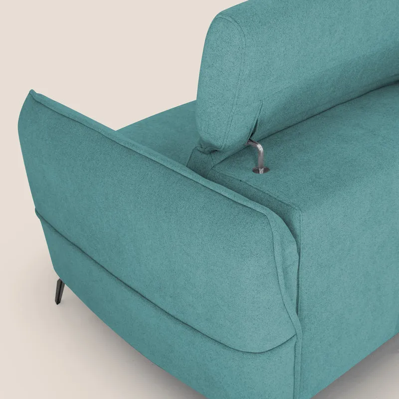 Bloom canapé avec repose-pieds extractible pieds hauts et têtières réglables en bouclette imperméable T07 bleu ciel