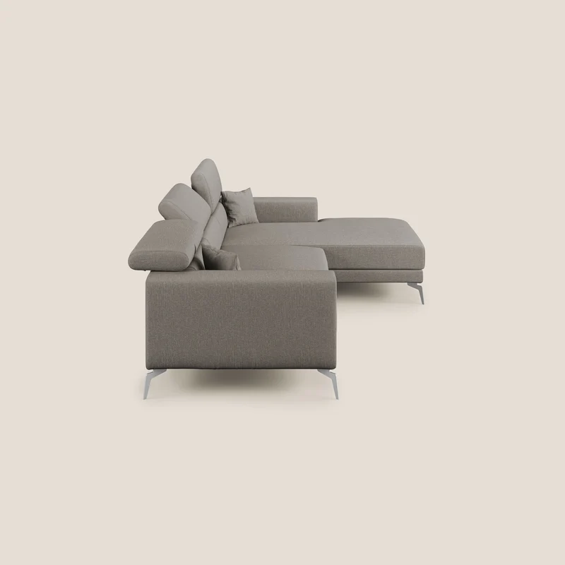 Blade Canapé d'angle avec têtières inclinables en tissu imperméable T13 Taupe tortora