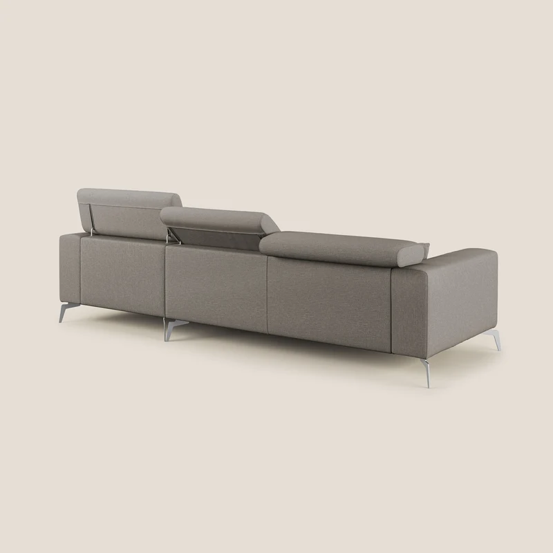 Blade Canapé d'angle avec têtières inclinables en tissu imperméable T13 Taupe tortora
