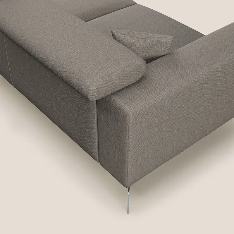 Blade Canapé d'angle avec têtières inclinables en tissu imperméable T13 Taupe tortora