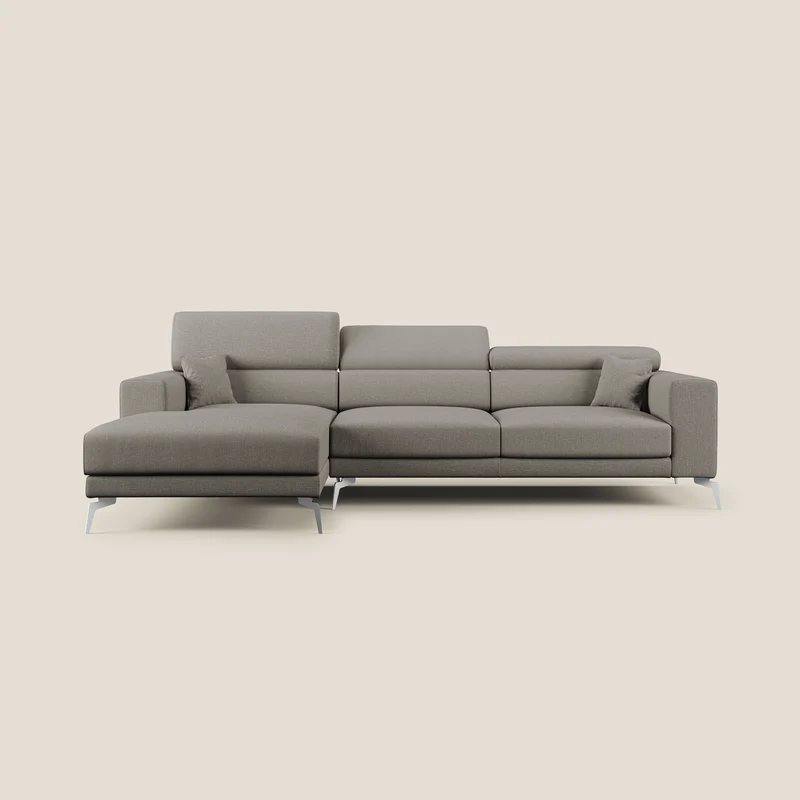 Blade Canapé d'angle avec têtières inclinables en tissu imperméable T13 Taupe tortora