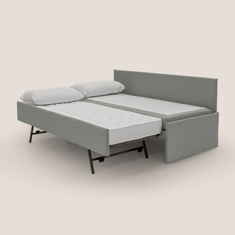 Naviglio Canapé duplex avec lits jumeaux et tissu effet coton imperméable T13 gris