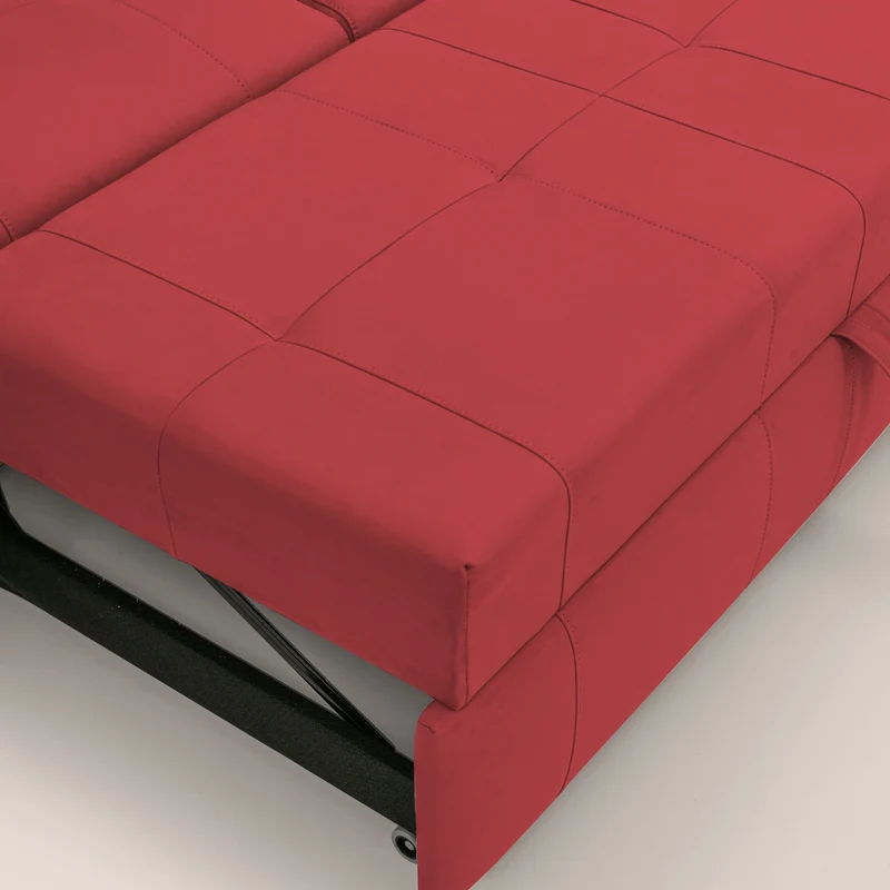 Kronos Canapé d'angle avec extractible et pouf coffre en micorfibre imperméable T11 rouge