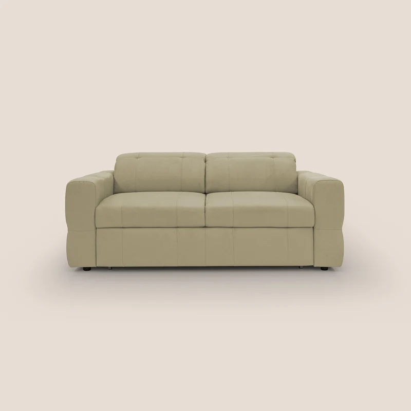 Kronos Canapé avec pouf extractible et têtières inclinalbes en microfibre douce imperméable T11 beige
