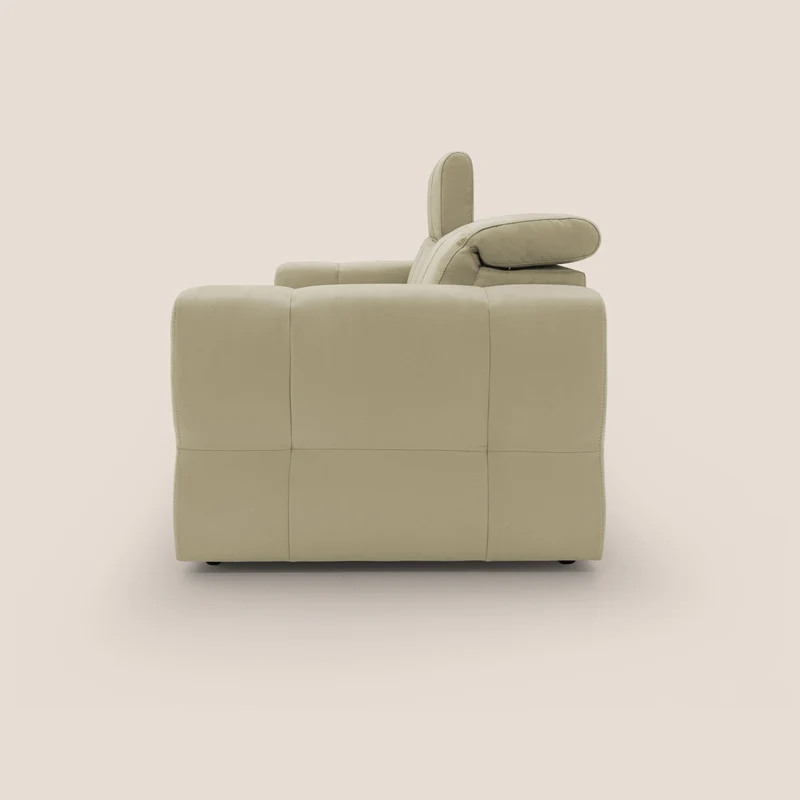 Kronos Canapé avec pouf extractible et têtières inclinalbes en microfibre douce imperméable T11 beige