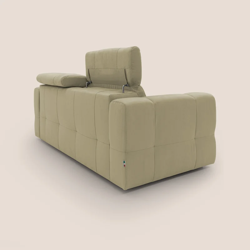 Kronos Canapé avec pouf extractible et têtières inclinalbes en microfibre douce imperméable T11 beige