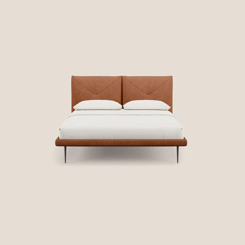 Jolie lit à double panneau et pieds hauts en métal en tissu détachable T18 rouille