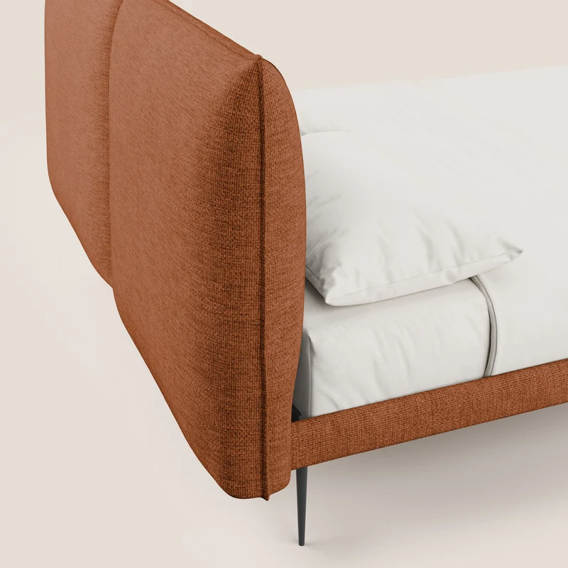 Jolie lit à double panneau et pieds hauts en métal en tissu détachable T18 rouille
