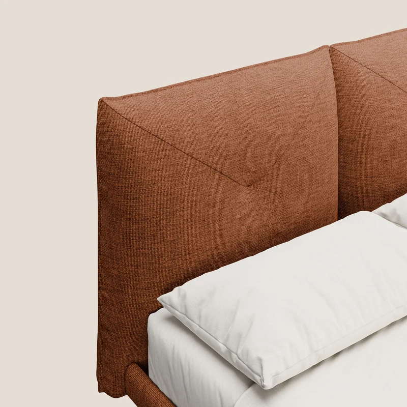 Jolie lit à double panneau et pieds hauts en métal en tissu détachable T18 rouille