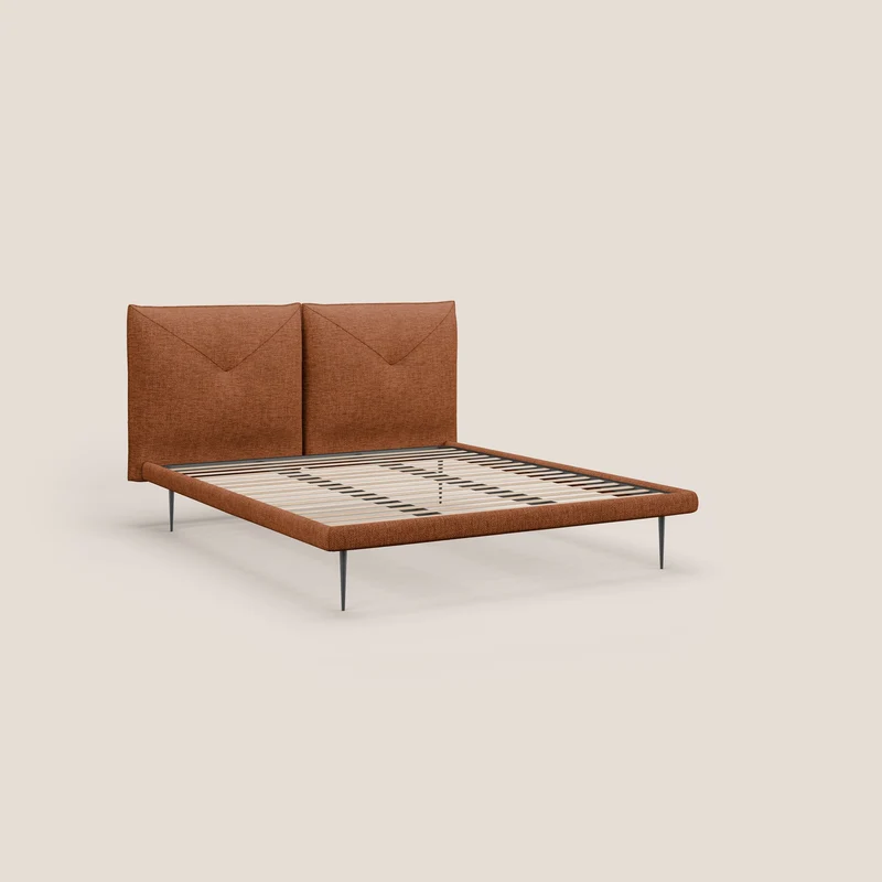 Jolie lit à double panneau et pieds hauts en métal en tissu détachable T18 rouille
