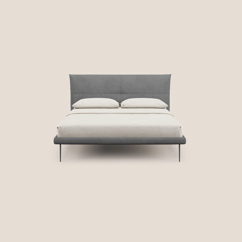Akiko lit rembourré avec pieds hauts en métal en tissu imperméable T02 gris