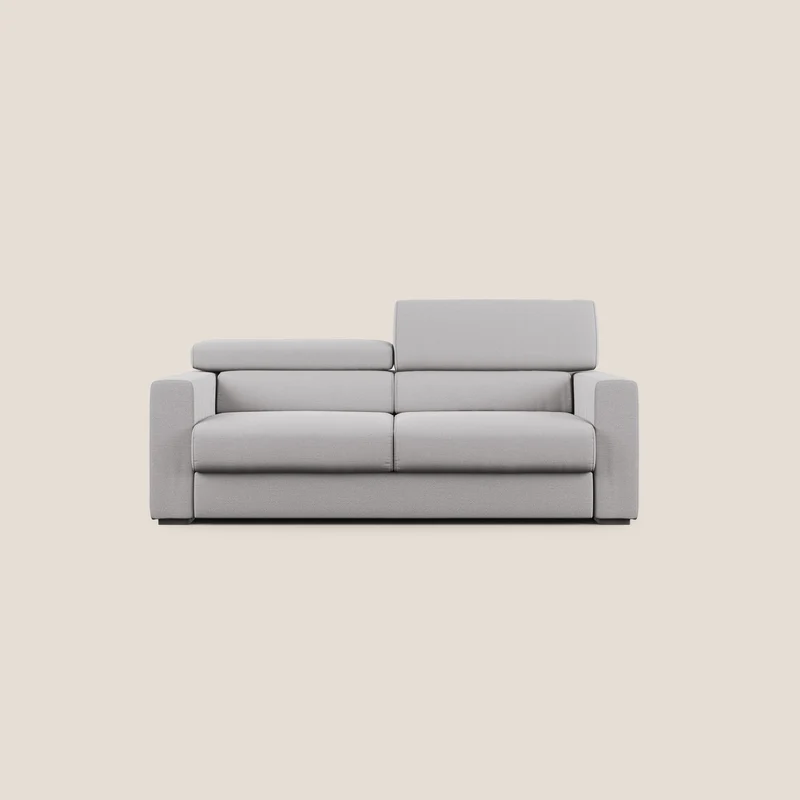 Dylan canapé avec pouf extractible en tissu flamme effet coton impermeabile T19 gris