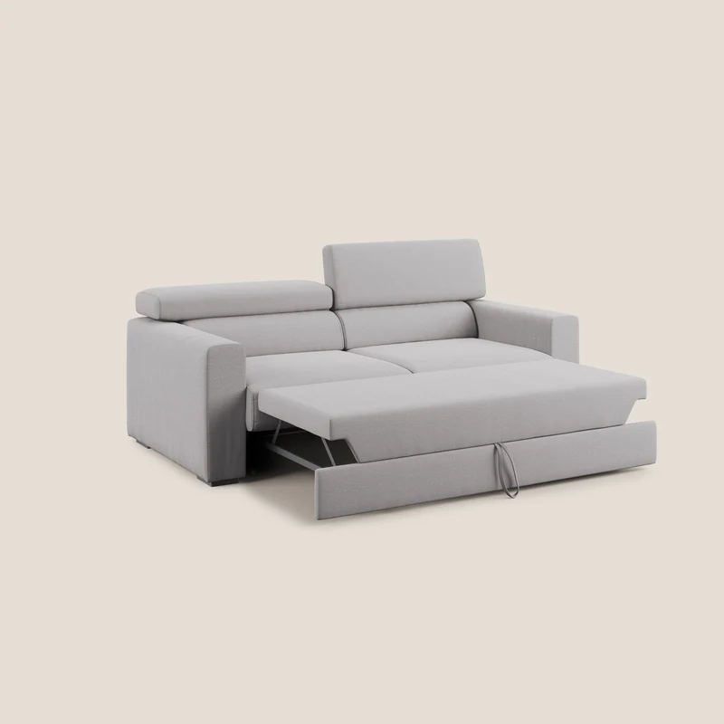 Dylan canapé avec pouf extractible en tissu flamme effet coton impermeabile T19 gris