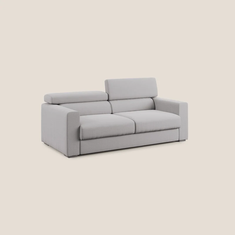 Dylan canapé avec pouf extractible en tissu flamme effet coton impermeabile T19 gris