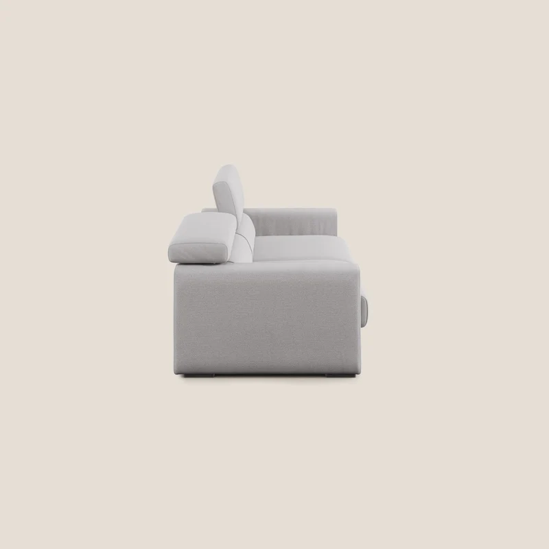 Dylan canapé avec pouf extractible en tissu flamme effet coton impermeabile T19 gris