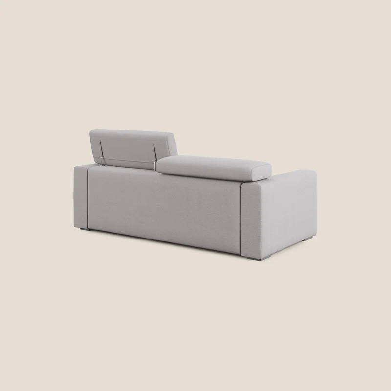 Dylan canapé avec pouf extractible en tissu flamme effet coton impermeabile T19 gris
