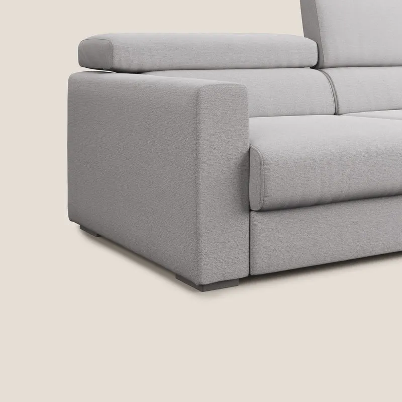 Dylan canapé avec pouf extractible en tissu flamme effet coton impermeabile T19 gris