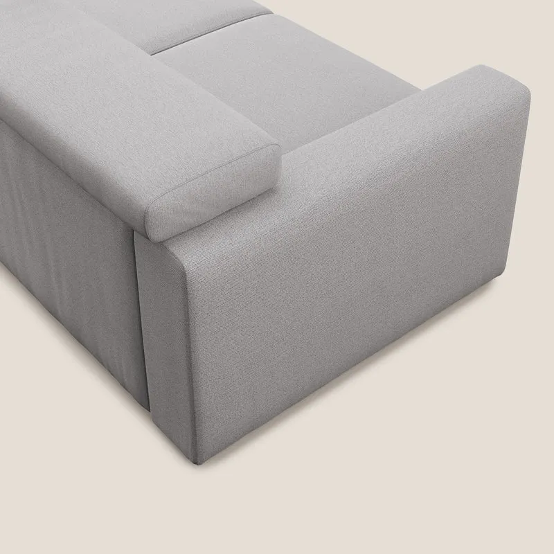 Dylan canapé avec pouf extractible en tissu flamme effet coton impermeabile T19 gris