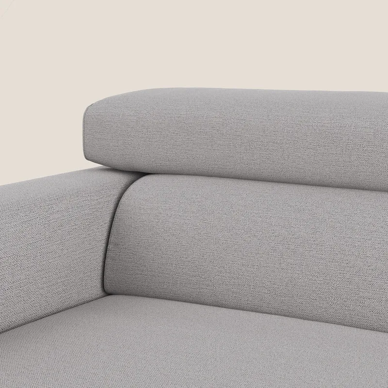 Dylan canapé avec pouf extractible en tissu flamme effet coton impermeabile T19 gris